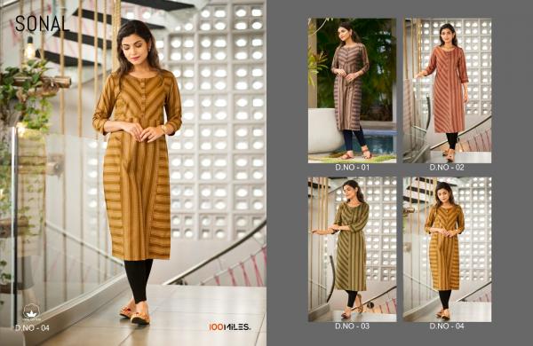100 Miles Sonal Fancy Printed Cotton Kurti Collection